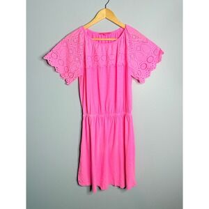 Lilly Pulitzer Taylinn Dress Prosecco‎ Pink Eyelet Sleeves Beach Size Medium